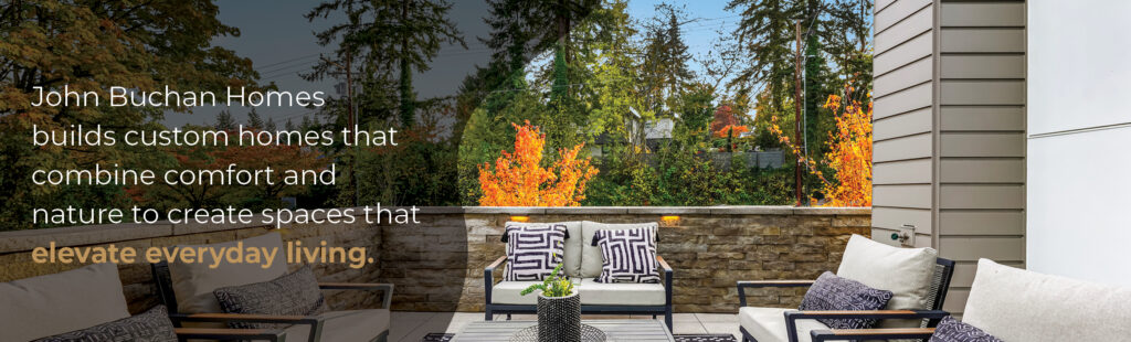 exterior area with seating of a custom home in Washington